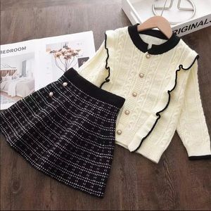 Girls/ Toddler, Long Sleeve Plaid Kids 2pcs Elegant Children Clothing Outfit